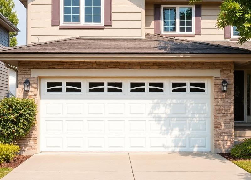 Beautiful new garage door on home showing curb appeal and investment value
