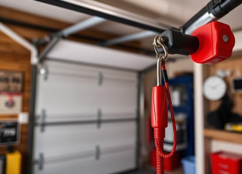 Garage door emergency release cord for manual operation and family safety