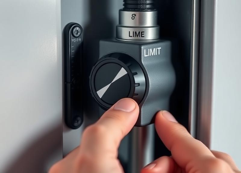 Garage door limit switch adjustment dial being adjusted by homeowner